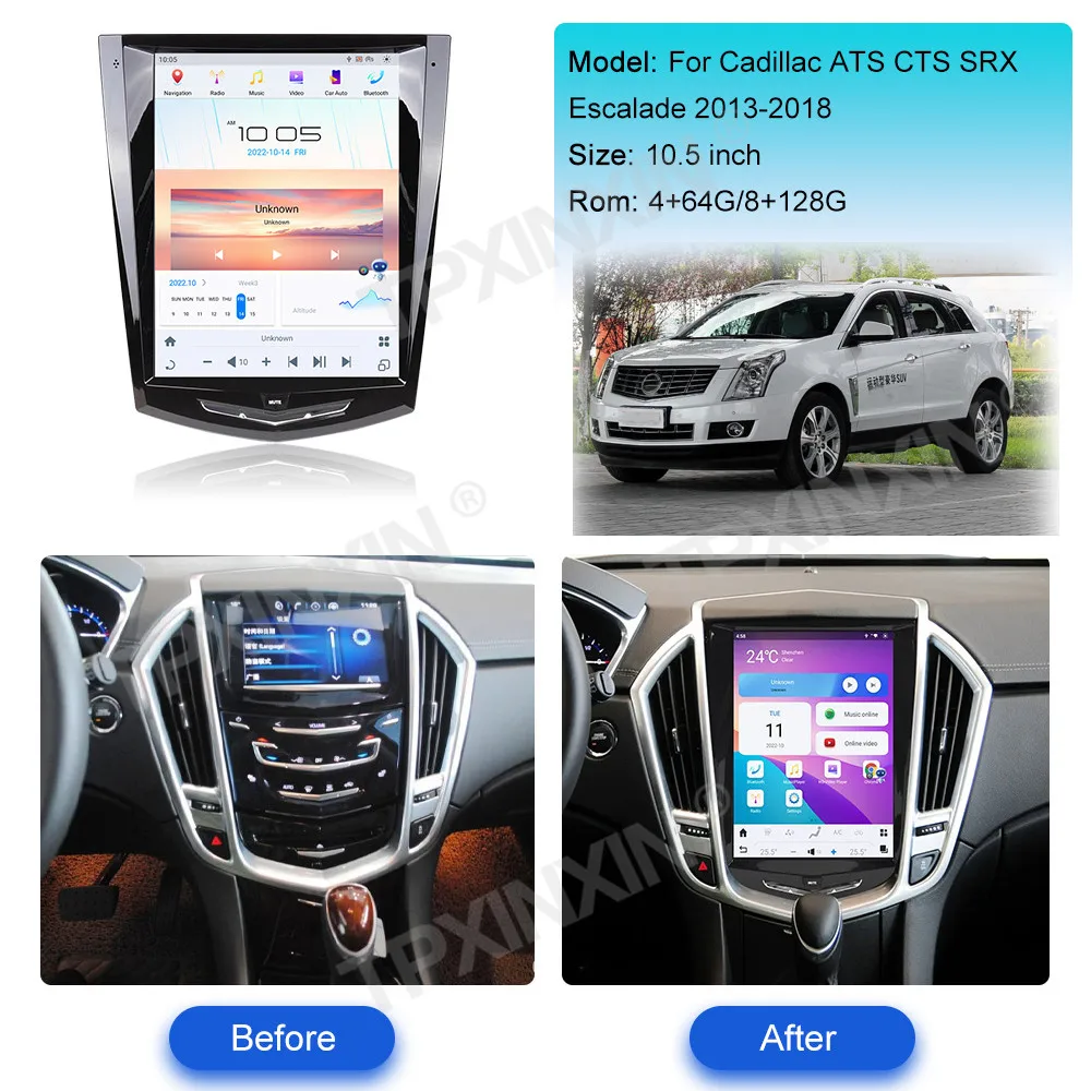 For Cadillac ATS CTS SRX Escalade 2013-2018 Android Car Radio Multimedia Video Player Wireless Carplay Autoradio Stereo GPS Navi