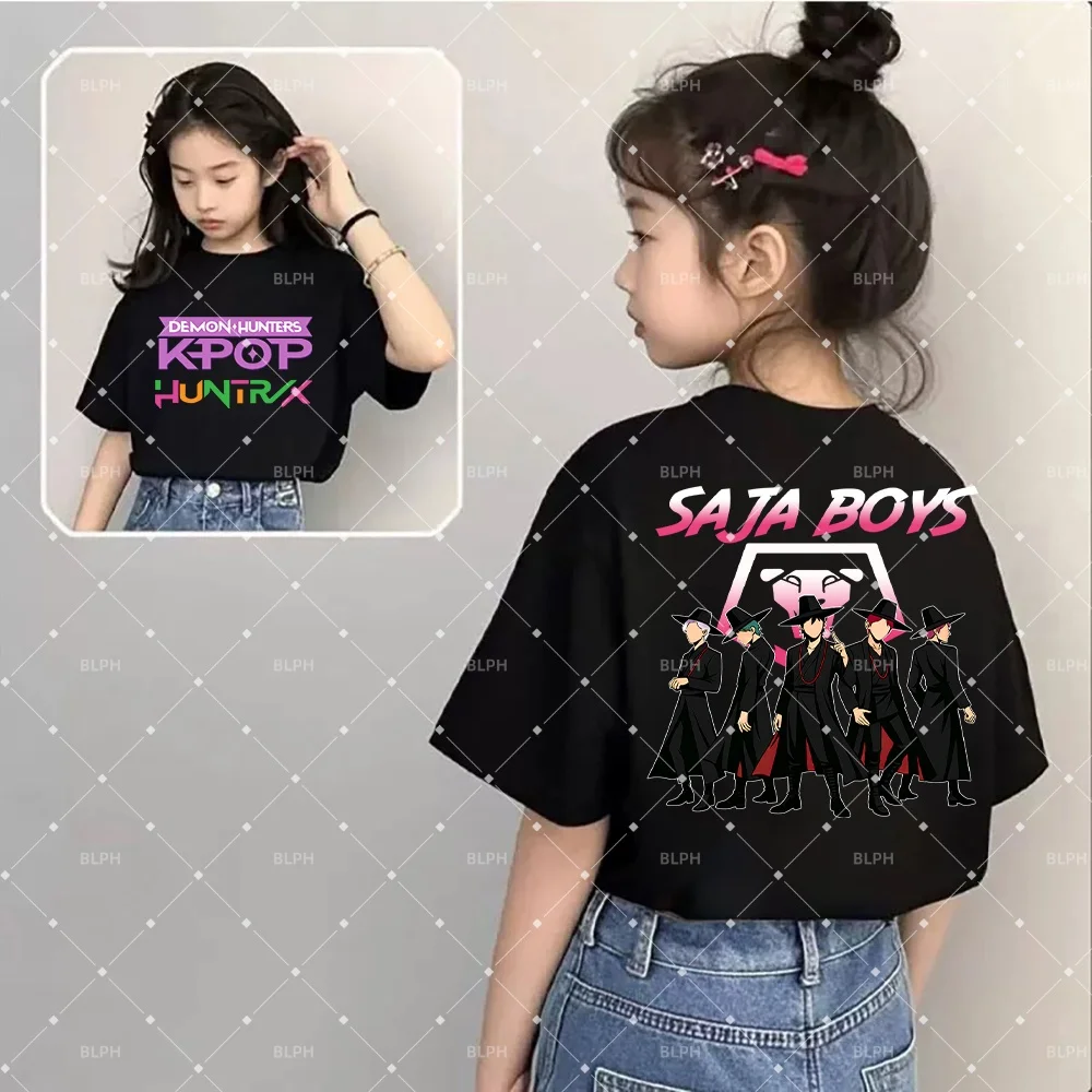 

Милая детская футболка в стиле K-pop с дизайном Saja Boys, идеально подходит для юных фанатов K-pop Devil Hunter/Mira Rumi Zoey Huntons.