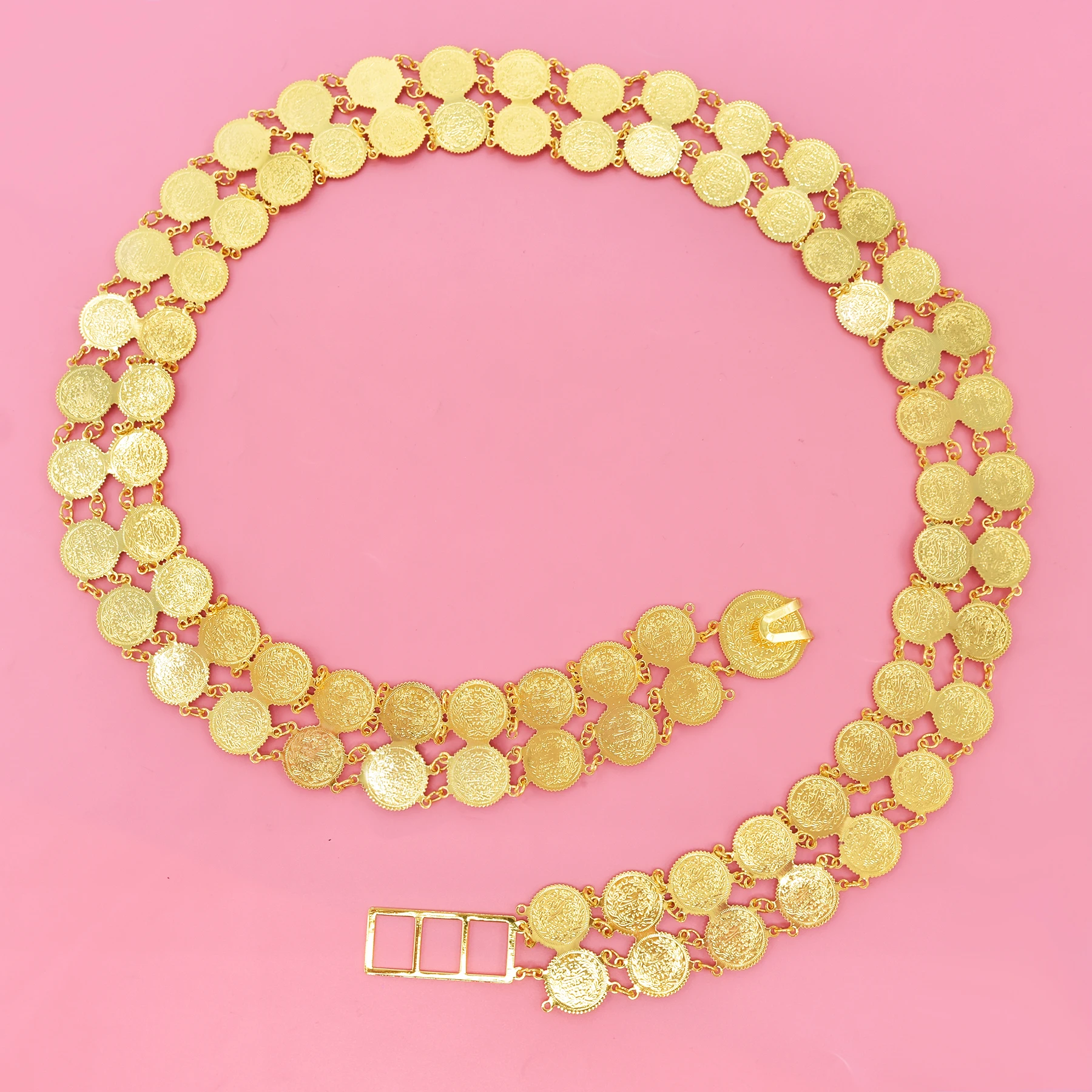Golden Single Double Row Coin Waist Belly Chains Kurdish Ethnic Clothing Belts Thai Turkish India Bride Wedding Body Jewelry