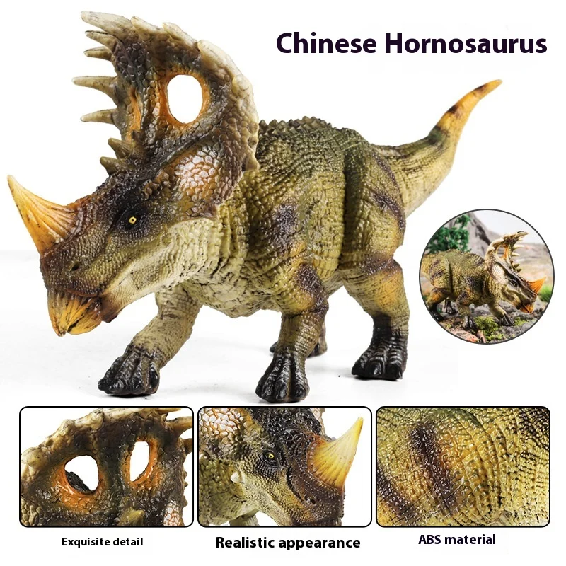 Simulated dinosaur Chinese ceratopsian Triceratops Pentaceratopsian Thorny shield ceratopsian Thick nosed dragon model ornament