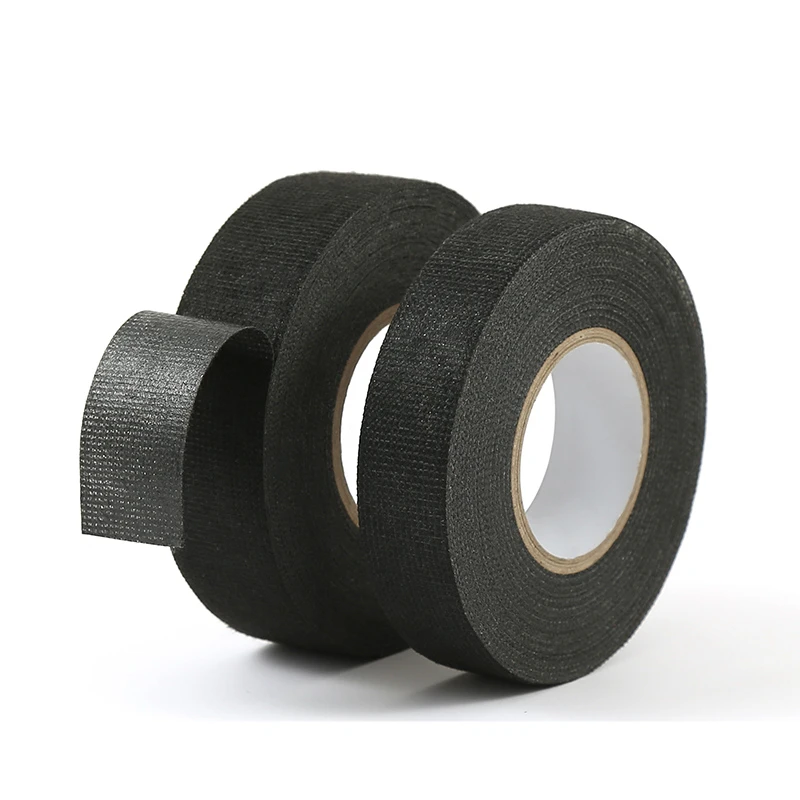 19mm 25mm Black Noise Reduction Adehsive Tape Electrical Maintenance Auto Car Wiring Harness Strapping Fabric Flannel Cloth Tape