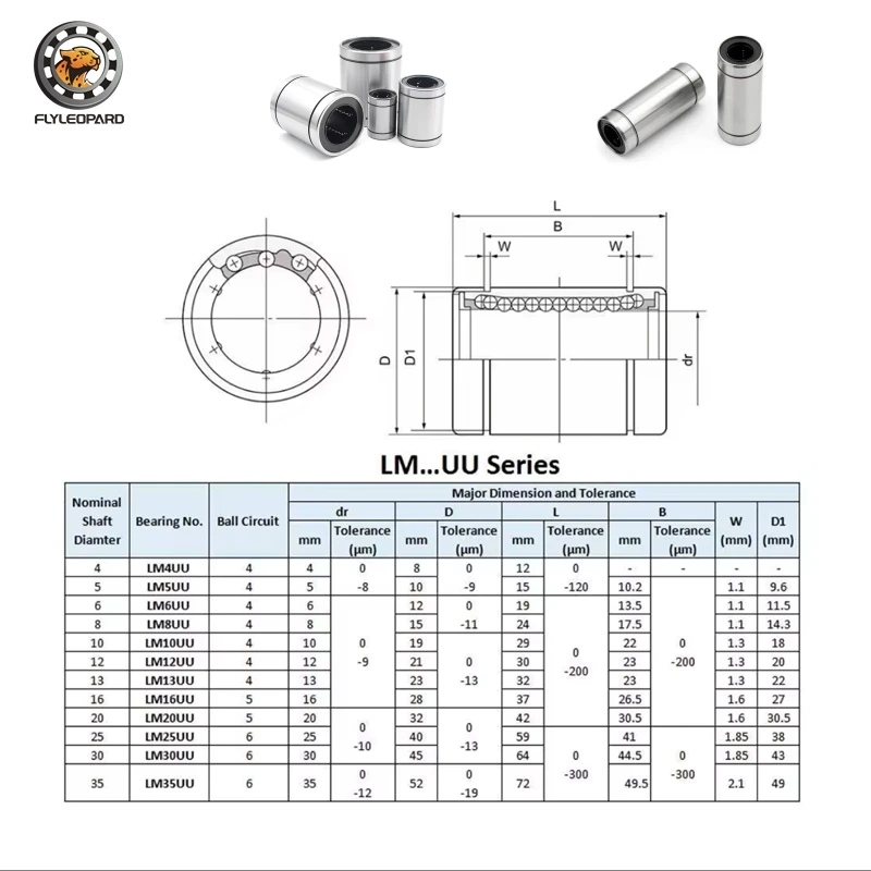 4/6Pcs Linear Bearing LM6LUU 6X12X35 LM8LUU 8X15X45 LM3UU 3X7X10 LM8UU 8X15X24 LM10UU 10X19X29 for 3D Printer CNC Router DIY