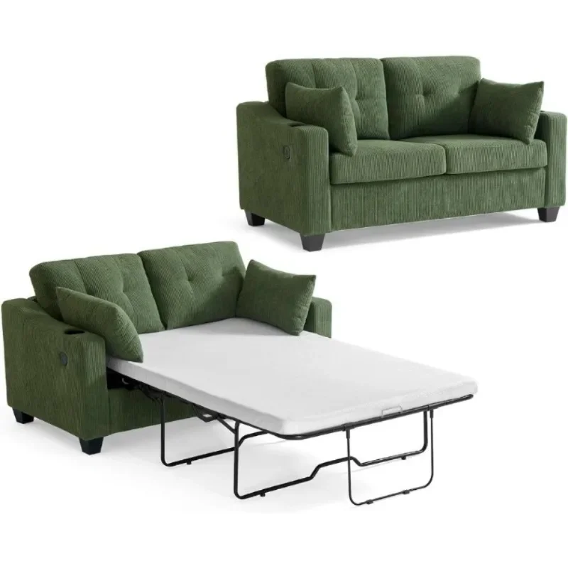 

Полноразмерный раскладной диван-кровать, вельветовый диван 2-в-1 с USB-зарядкой и комфортом из пены с эффектом памяти