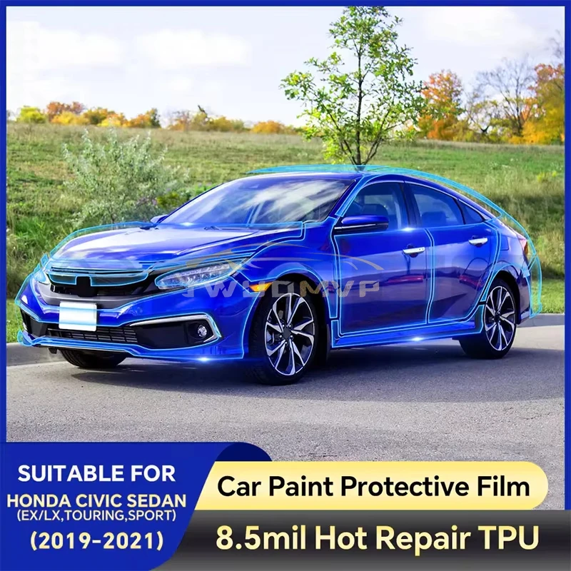 

Предварительно нарезанная прозрачная защитная пленка PPF TPU для фар автомобиля Honda Civic Cic Sedan EX LX Touring Sport 2019-2021
