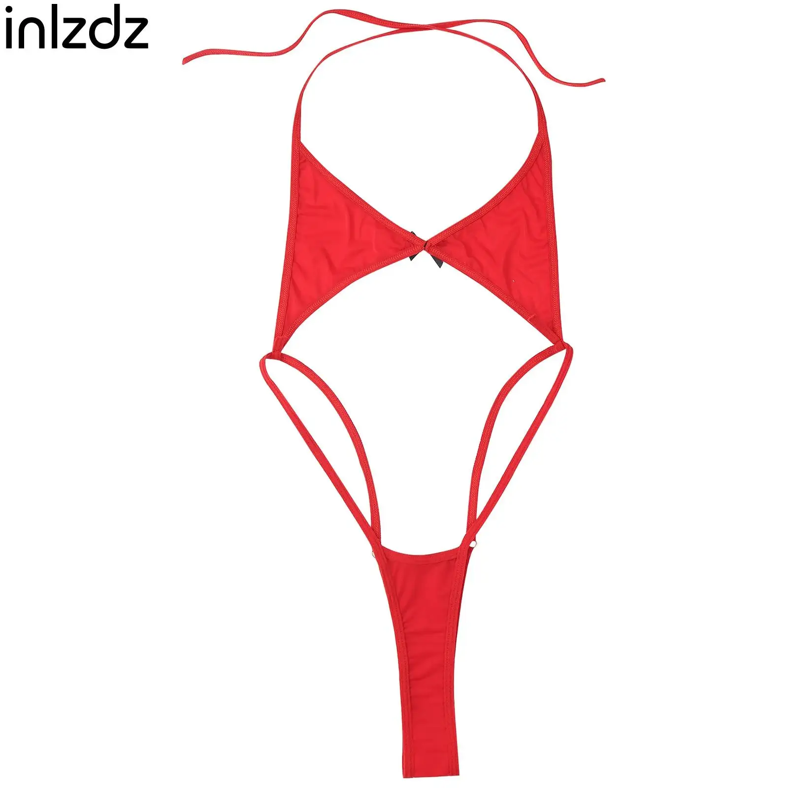

Sexy Women Monokini Swimming Beach Spa Bodysuit One Piece Swimsuit Cutout Cute Bow Backless Sling Nightwear Water Party Playsuit