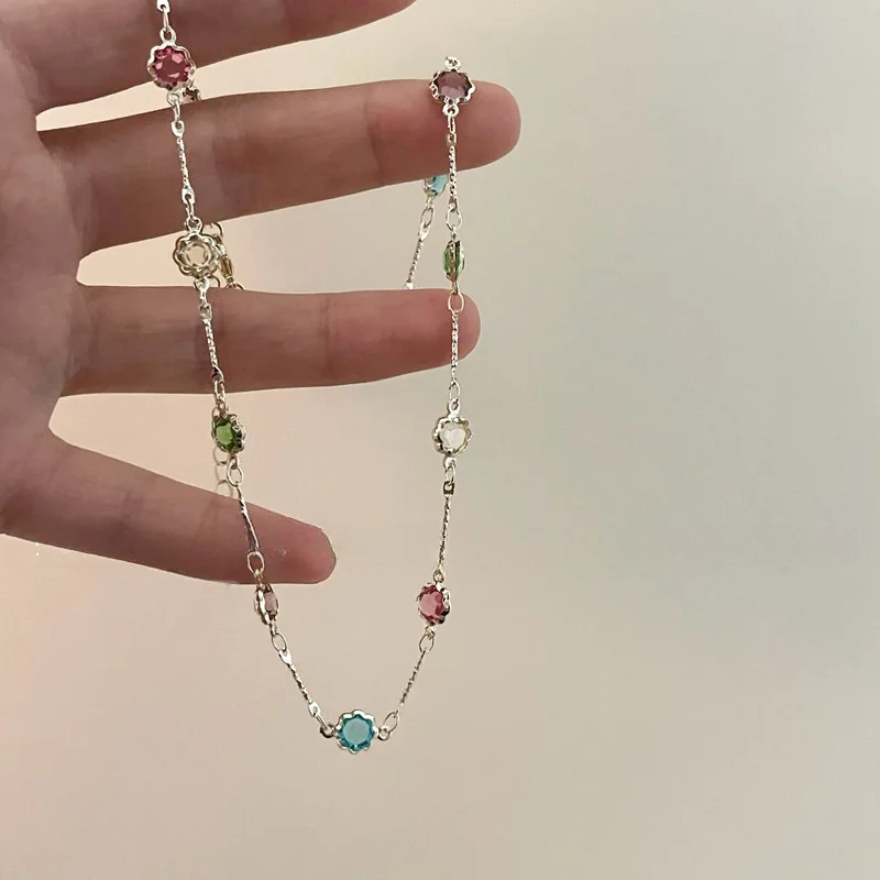 

New Elegant Colorful Natural Stone Necklace for Women Simple Exquisite Collarbone Chain Fashion Accessories Charm Jewelry Gift