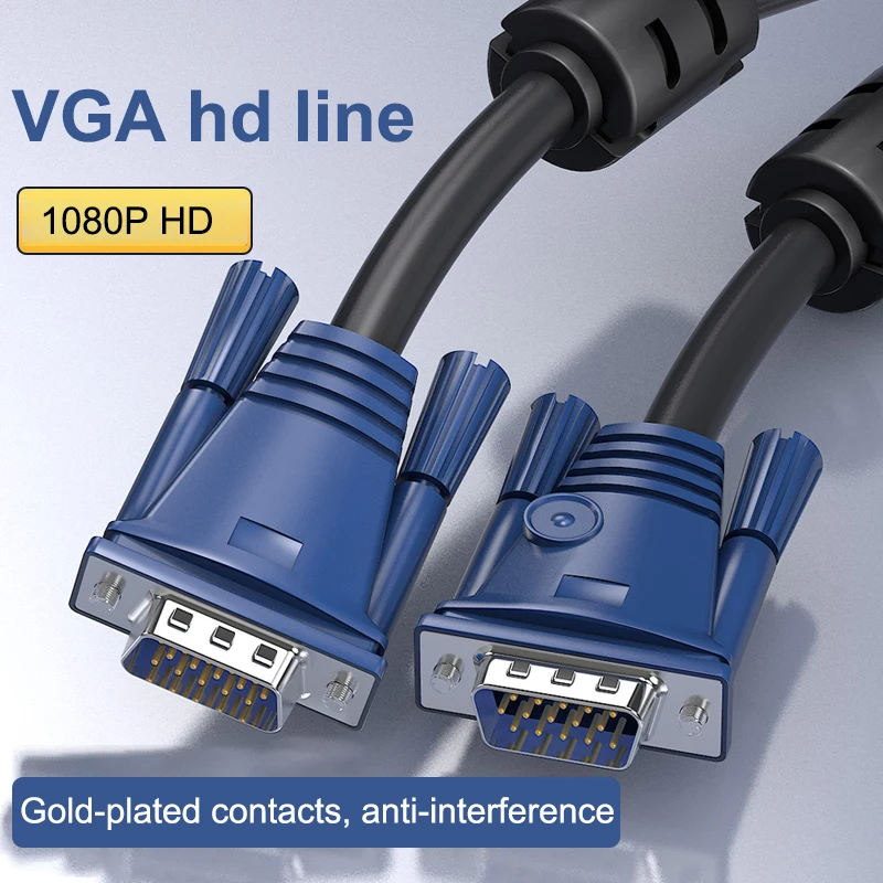 1080P VGA Cable 2m 1.5m Male to Male Adapter Video Extension Cable for PC TV Box to Monitor Projector HD TV