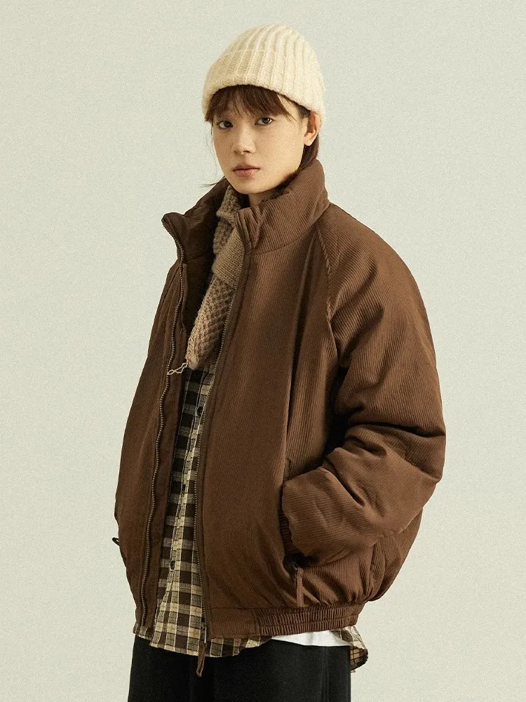 

Американское ретро-пальто из утолщенного хлопка с воротником-стойкой в уличном стиле, осенне-зимняя верхняя одежда, фактурное, модное