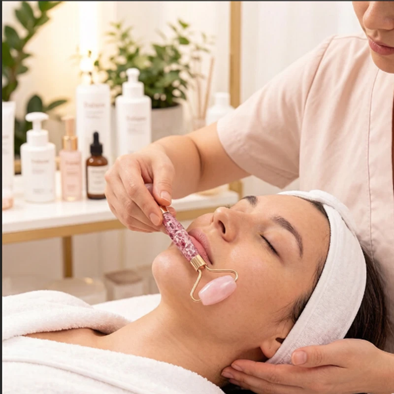 

Набор для массажа лица: роллер из натурального нефрита, розового кварца и белого нефрита, скребок гуаша, инструменты для лифтинга и массажа лица