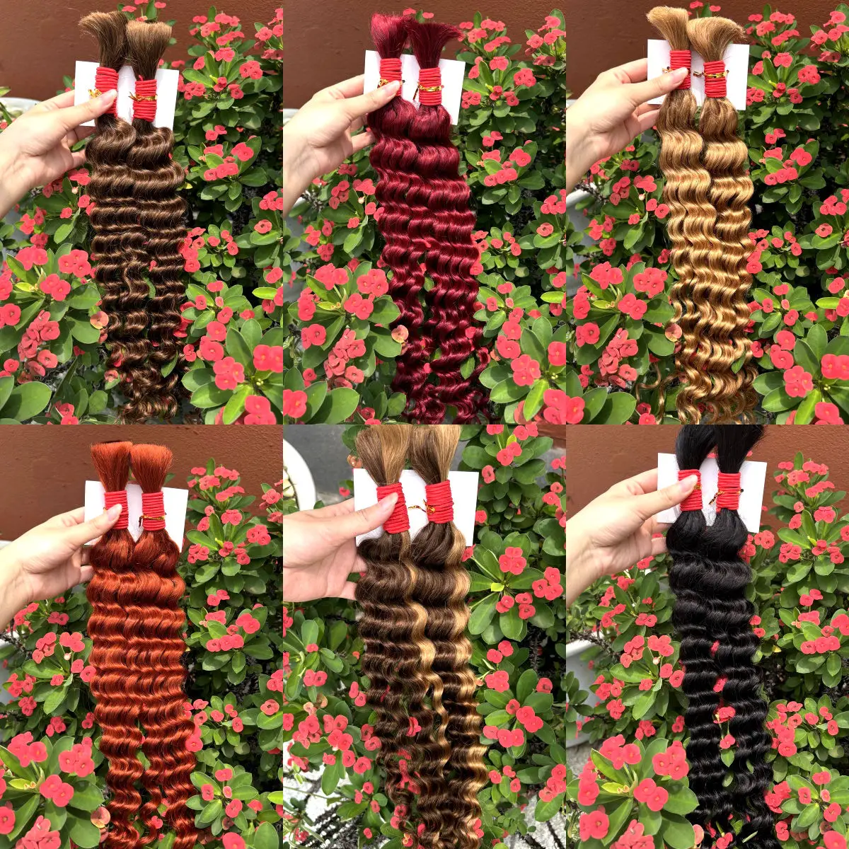 Colored Human Braiding Hair for Boho Braids 2 Bundles/Pack 100g 12A Brazilian Deep Wave Bulk Human Hair for Bohemian Braids