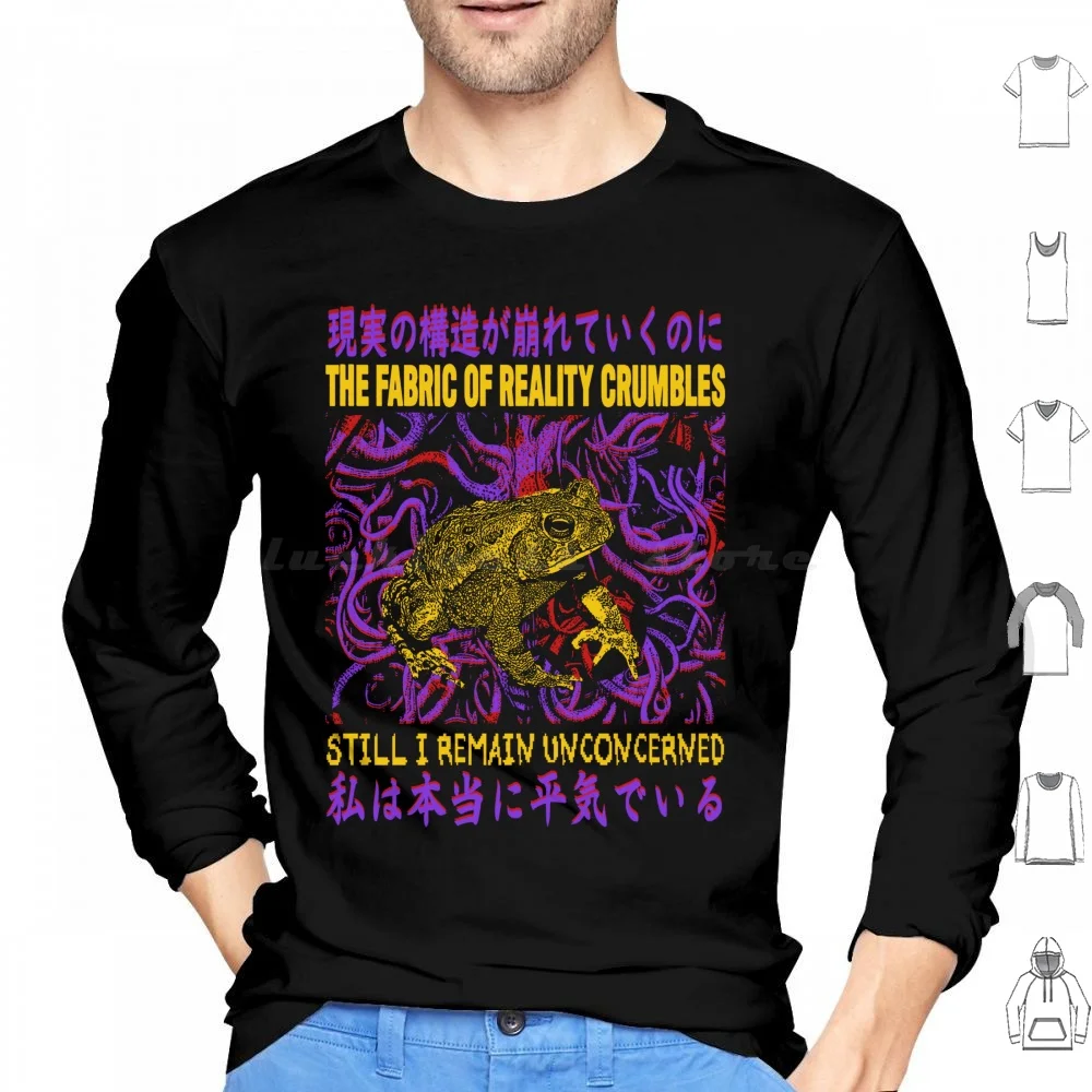 Reality Crumbles Frog Hoodies Long Sleeve Frog Humor Funny Frog Eldritch Horror Horror Japanese Horror I Remain