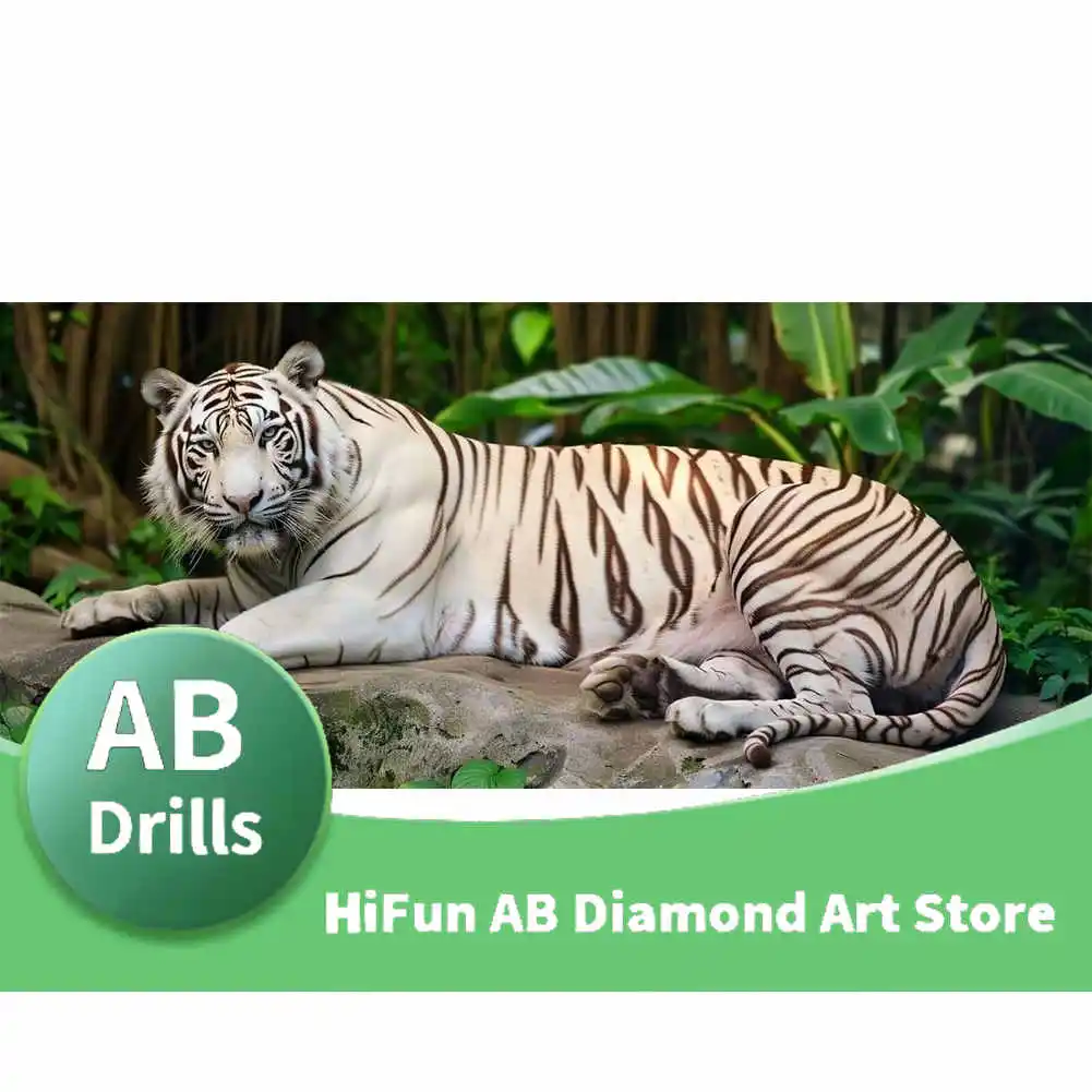 AB Drills New Arrivals Diamond Embroidery White Tiger DIY Full Drill Mosaic Big Cat Complete Kit Handmade Gift Home Decor