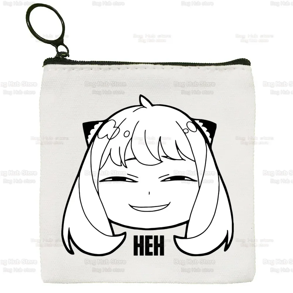 Japanese Anime Spy x Family Canvas Bag Pure White  SPYFAMILY Zipper  Coin Bag Anya Smug SpyFamily Coin  Clutch Bag