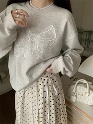 Alien Kitty Oversize Sweatshirts Women Grey Chic Casual New All Match 2024 Polka Dots Maxi Skirts Daily Office Lady Spring