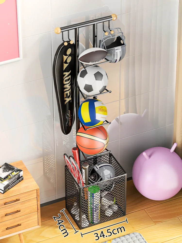 Basketball storage rack, indoor football storage, living room, household sports equipment, floor standing multifunctional basket