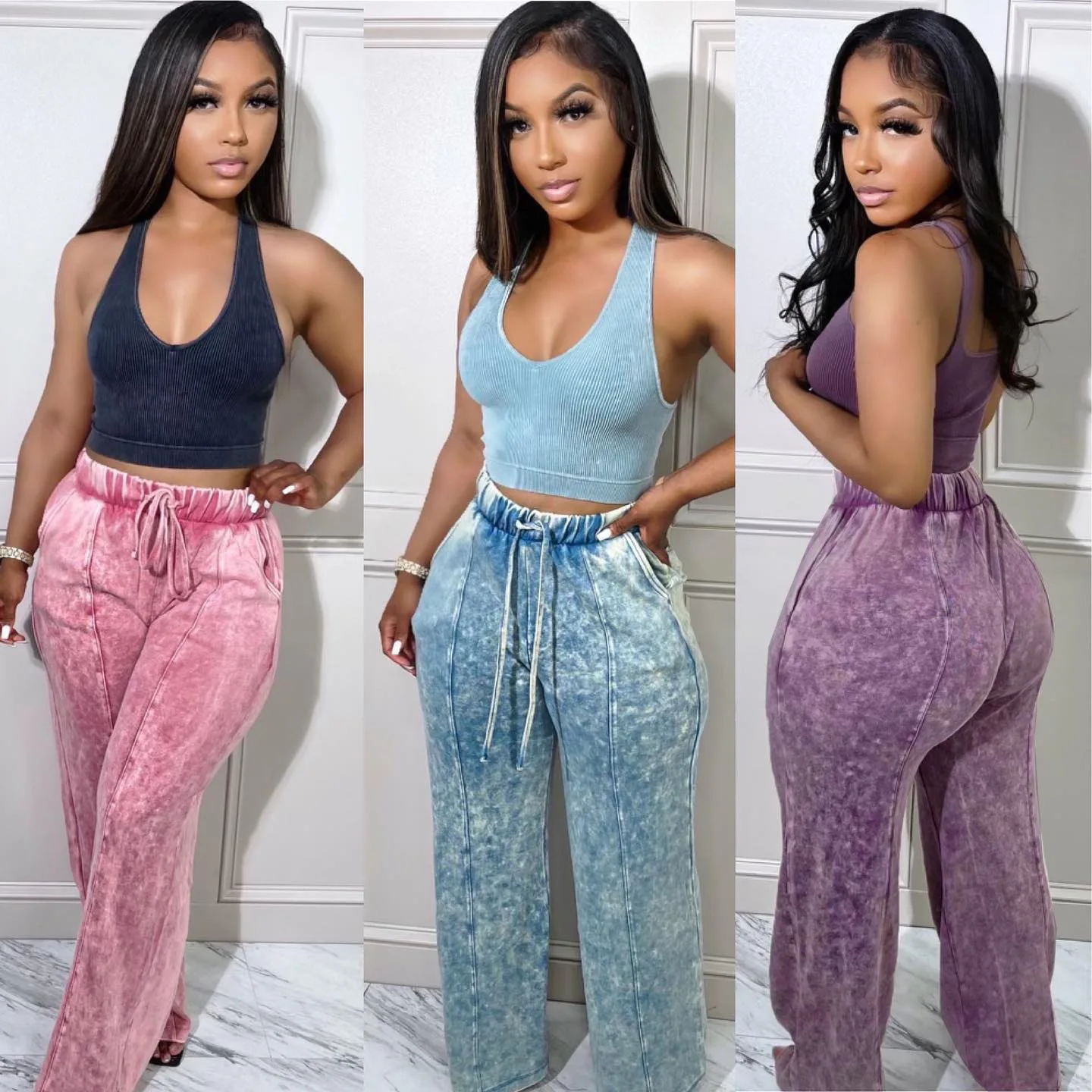 

Wide Leg Tie Dye Women Pants Elegant Sweat Long Trousers Sweatpants Y2K Streetwear Clothes Jogger High Waist Flare Stretchy Pant