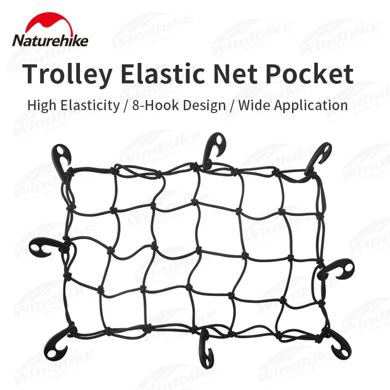 Naturehike Outdoor Accessories Elastic Mesh 8 Hooks Storage Fixed Elastic Rubber Net Ultralight 557g Car Trunk Net 40*60cm