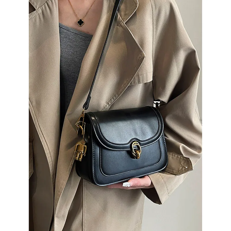 French Fashion Contrast Color Crossbody Bag Women's Spring New Retro Simple Small Square Bag High-Grade Casual Shoulder Bag