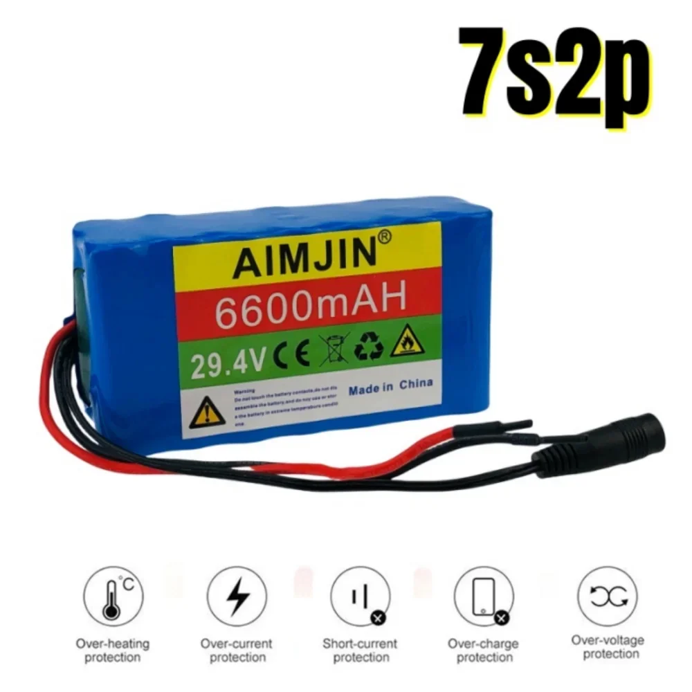 AIMJIN 29,4 V 18650 Lithium-Ionen-Akku 7S2P 29 V 6600 mAh Integriertes BMS