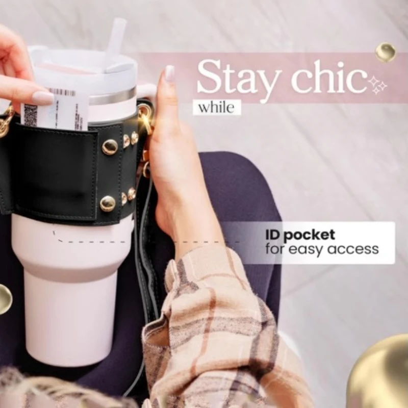 ブライスカップ断熱カップ、バックストラップ、シングルショルダー、クロスボディ、調整可能、大容量ウォーターカップカバー、ネットレッドエンベロープ、1個