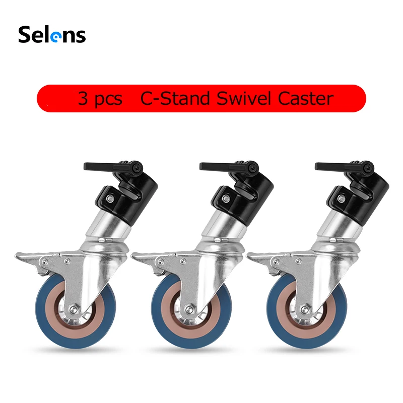 3Pcs 25/30mm C-Stand Swivel Caster Wheel Set Photo Studio Kits For Photography Props Foldable Light Stand Tripod Magic Leg