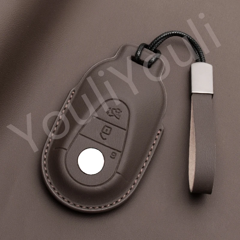 Leather Car Key Cover Case Fob for Mercedes Benz 2021 C /S Class W223 W206 S350L S400L S450L S500L Car Accessories