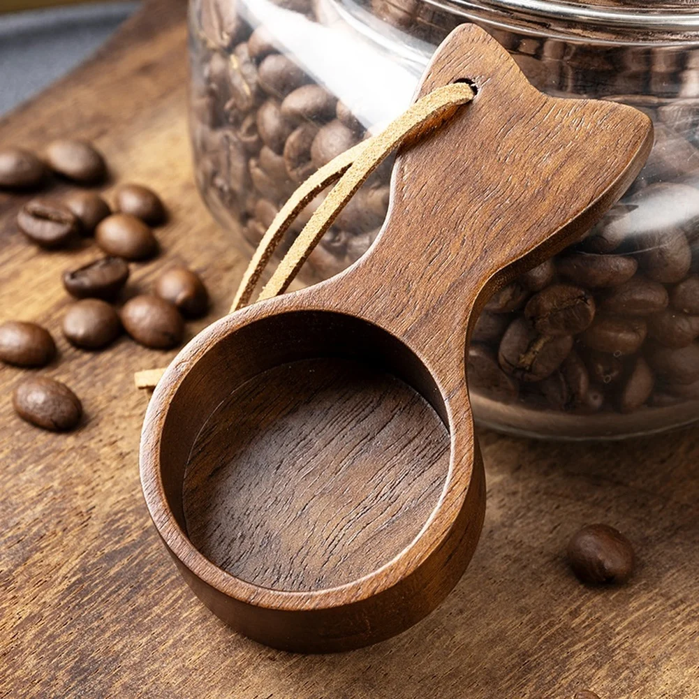 Compact Design Coffee Measuring Spoon Ergonomic Grip Leather Hanging Strap Robust Material Space-Saving Storage