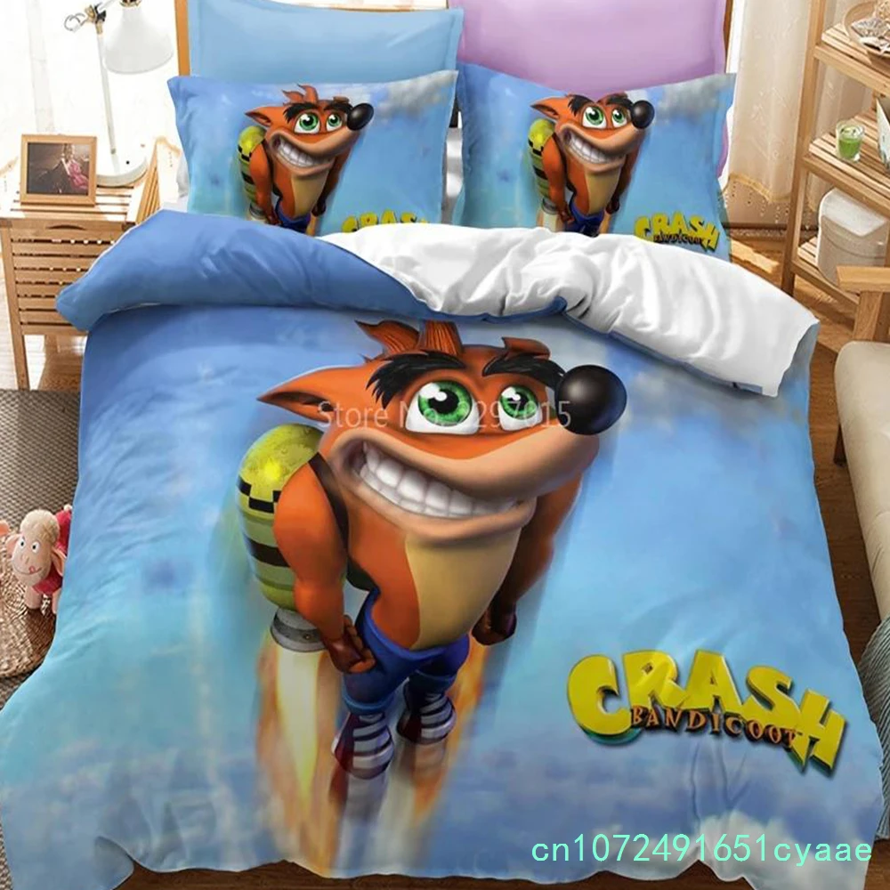 3D Printing Cartoon Crash Bandicoot Bedding Set Duvet Cover Set Pillowcase Europe_USA_Australia Twin Full Queen King Bedchothes