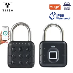 Tuya Smart Fingerprint Padlock IP66 Waterproof Button Cabinet Lock Gym Wardrobe Door Password Lock Digital Electronic Door Lock