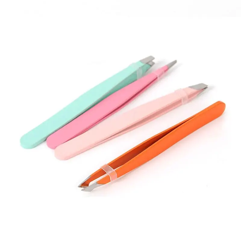 4pcsEyebrow Tweezers, Stainless Steel Eyebrow Tweezers with Leather Casing-Facial Hair, Debris and Ingrown Hair Removal image 4