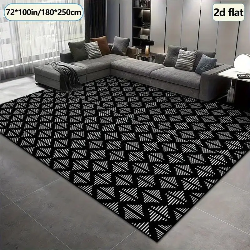 1 Piece of Black and White Diamond-Patterned Carpet, Soft and Comfortable, Suitable for All Seasons, Lightweight and Easy to Clean, Suitable for Living Room, Bedroom, Dining Room, Autumn, Winter