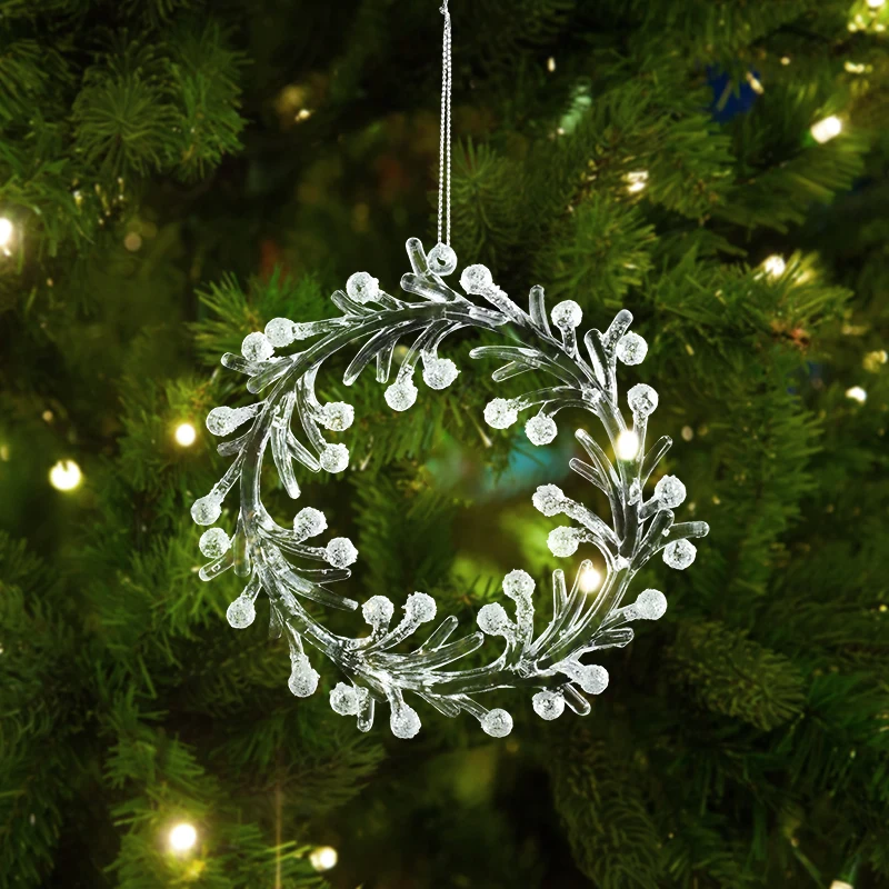 Xmas Tree Transparent Snowflake Hanging Ornaments Acrylic Pendant 2025 Christmas Decoration for Home Navidad Gifts New Year 2026