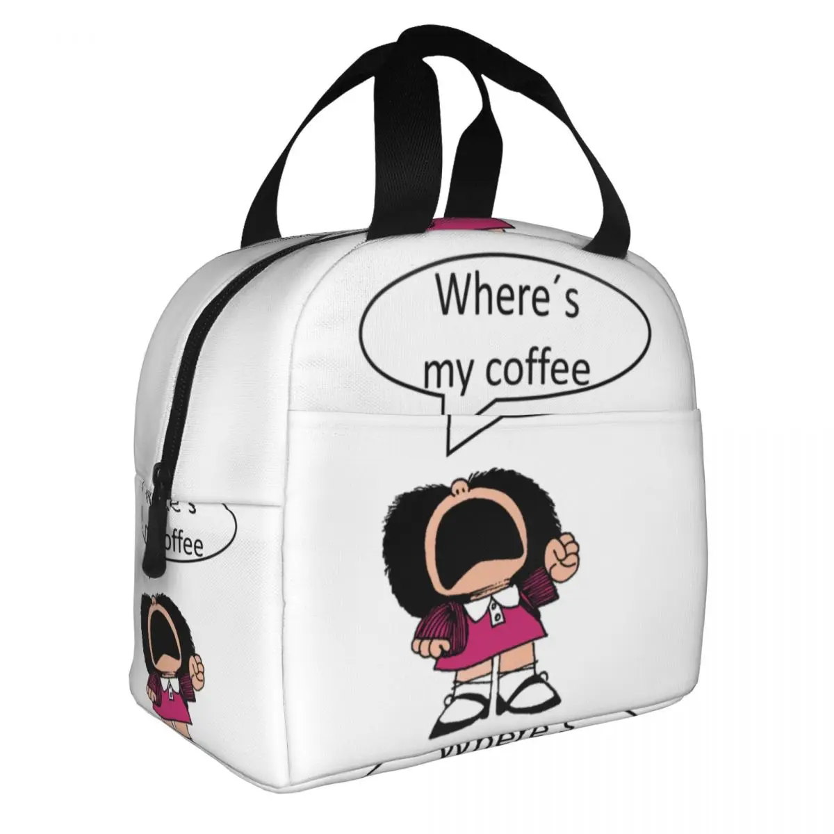 Manga Quino Mafalda Kawaii Cartoon Thermal Insulated Lunch Bag Women Resuable Lunch Tote Outdoor Camping Travel Storage Food Box