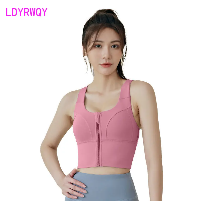 

Sports Bra Women's Fitness Thin Zipper Running Breathable External Yoga Tank Top Bra