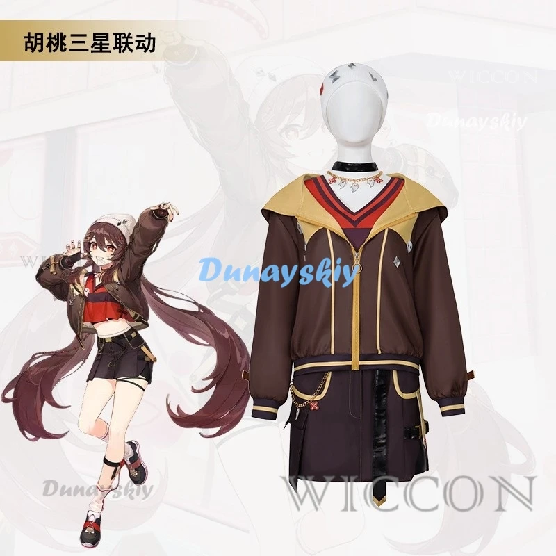 HuTao Cosplay Costume gioco Genshin Impact Costume Cosplay Costume da donna Costume di Halloween Audlt vestito con calzini