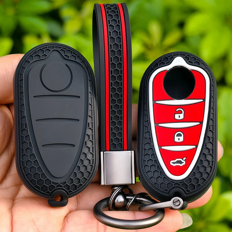 New Silicone Key Cover Holder Keychain For Alfa Romeo Giulietta Myth Junior 4C Romeo Mito Myth 159 GTO GTA Car Accessories