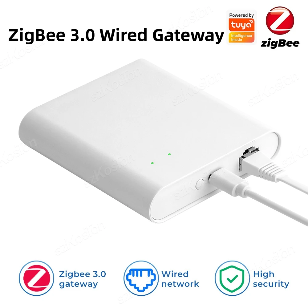 Hub de gateway Tuya ZigBee, Smart Wired Home Bridge, Controle APP Smart Life, Suporte Alexa, Google Home Voice, 3.0 Wired Hub