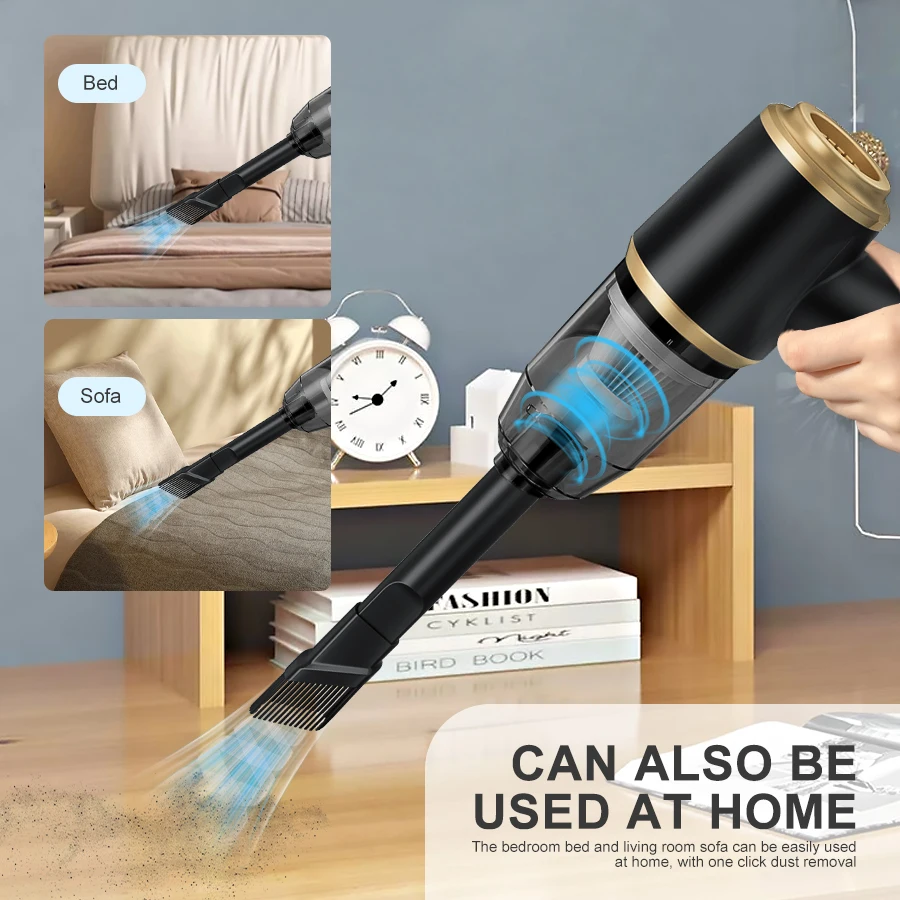 ABS Car Vacuum Cleaner 120W High Power Portable Mini Vacuum Rechargeable Dust Buster Strong Suction for Car Home Office Pet