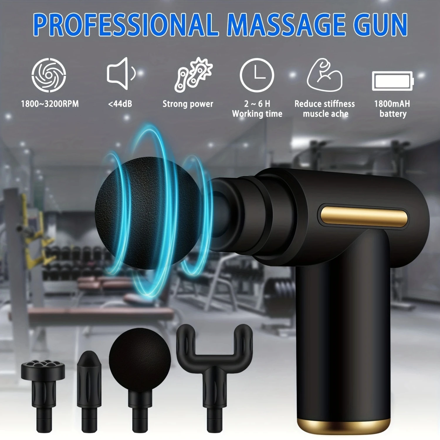 1pc Professional Massage Gun, Deep Tissue Percussion Muscle Massager, Portable Handheld Ultra-Quiet Brushless Motor, 1.5lb Light