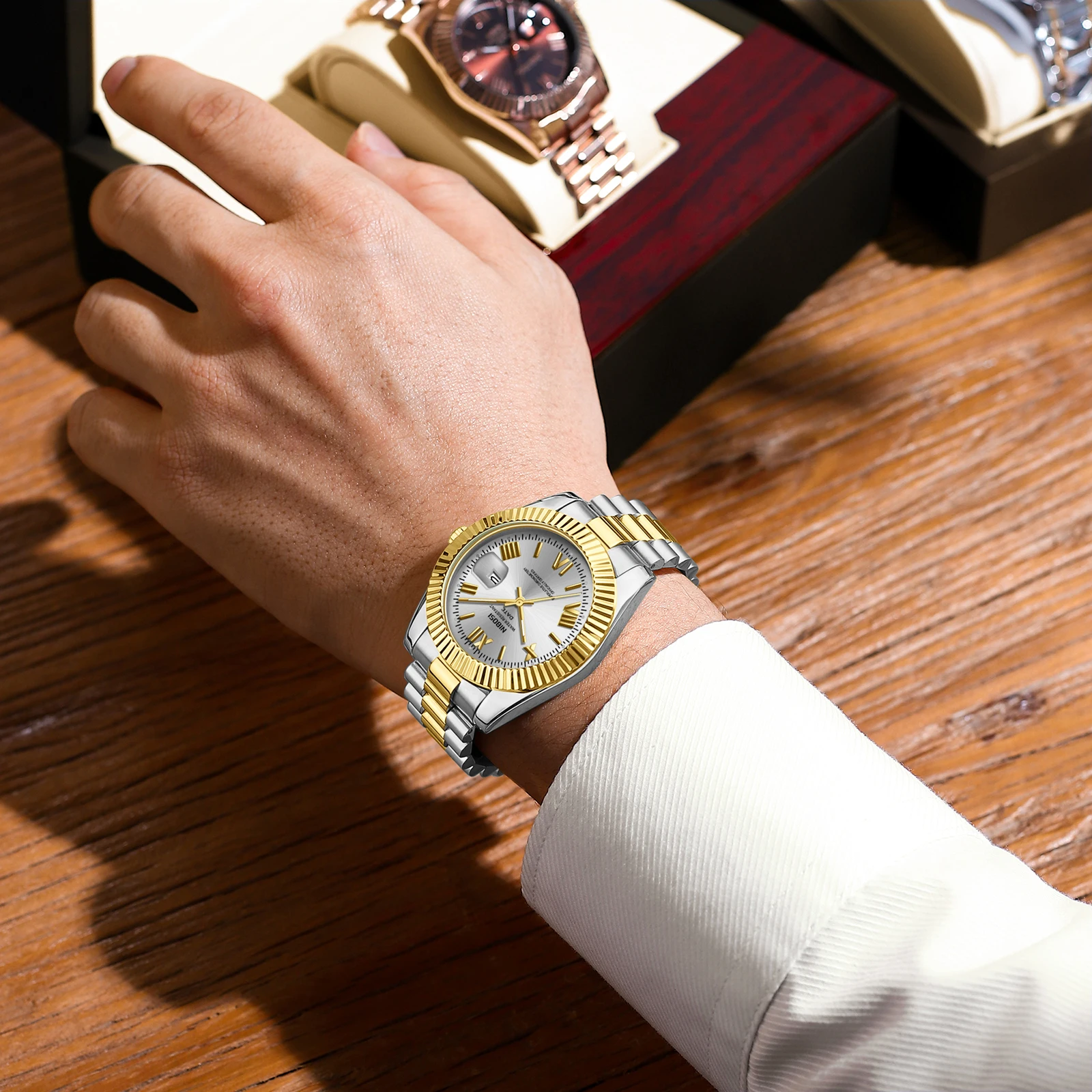 NIBOSI Men's Classic Design Analog Quartz Watch Datejust Fashion Business Watch Stainless Steel Waterproof Casual Watch for Men