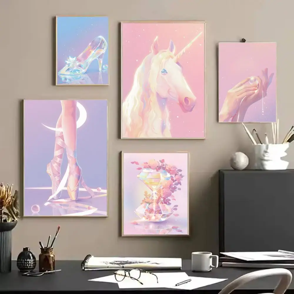 

Fantasy style illustration Painting Calligraphy Canvas Material Poster Wall Retro Prints for Living Room Bedroom Home Decoration