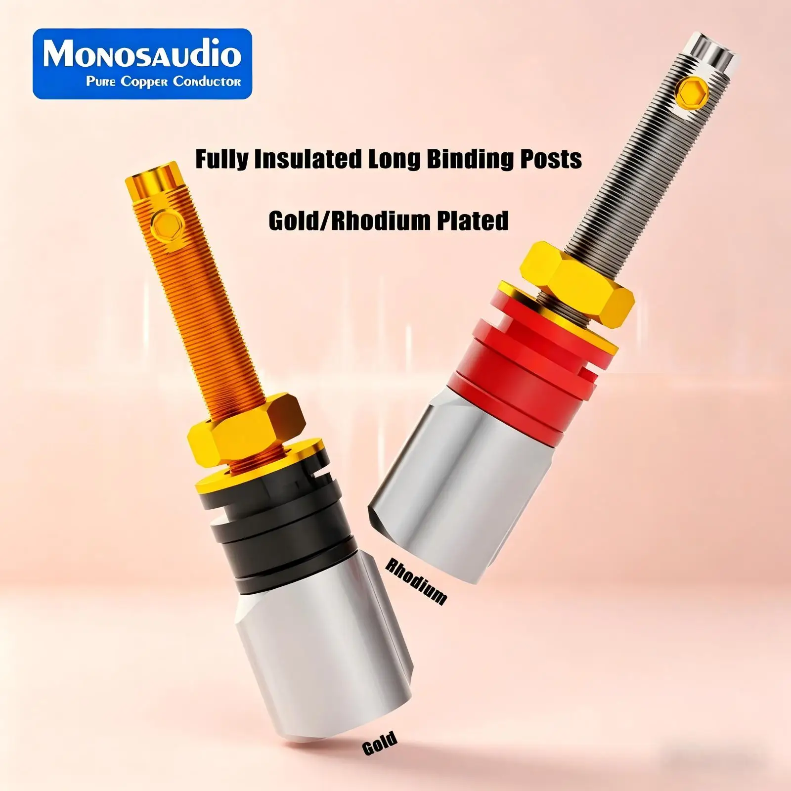 Monosaudio Pure Copper speaker binding posts Gold and Rhodium Plated Terminals For Hifi Amplifier Jack BP652