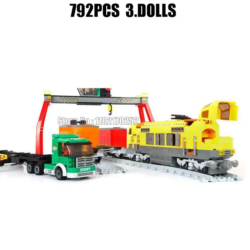 792 قطعة محطة القطار الحضري شاحنة السكك الحديدية 3 دمى بناء الالعاب العملاقة #6