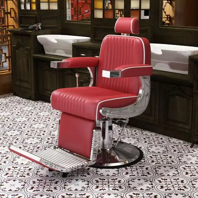 Retro Slicked-back Haircut, High-end Men's Barbershop, Hair Salon Chair With Adjustable Height