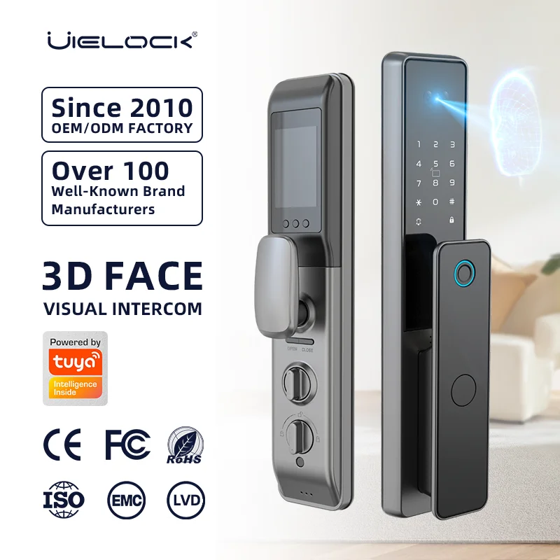 3D Face Palm Vein Fingerprint Password Card Key Unlock WiFi Smart Door Lock for Wood/Steel Door