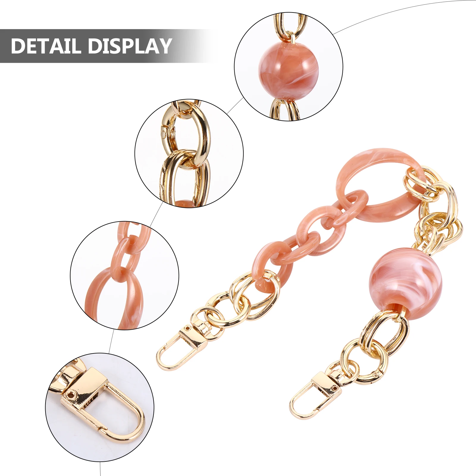 1pc Retro Resin For Bag Acrylic Handbag Replacement Chain Baroque Decorative Strap Lightweight Purse Accessory Handbag Chain