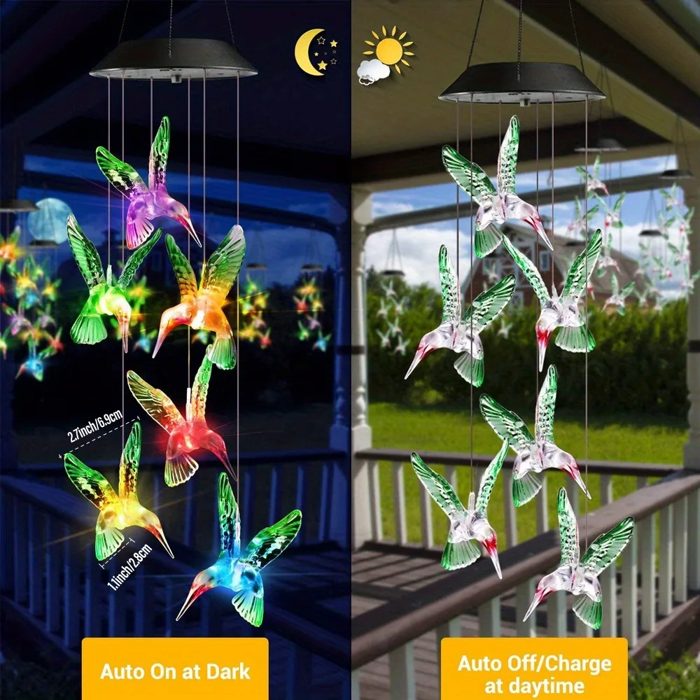 1pc luce solare colibrì campanelli eolici decorazioni per esterni decorazioni per il cortile per il regalo di giardinaggio di natale regalo di