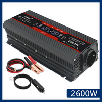 Power Inverter 1500W/2000W/2600W LCD Display DC 12V to AC 220V Solar 2 USB Car Transformer Convert EU Socket Modified Sine Wave