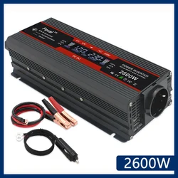 Inverter di potenza 1500W/2000W/2600W Display LCD DC 12V a AC 220V solare 2 USB trasformatore per auto converti presa ue onda sinusoidale modificata