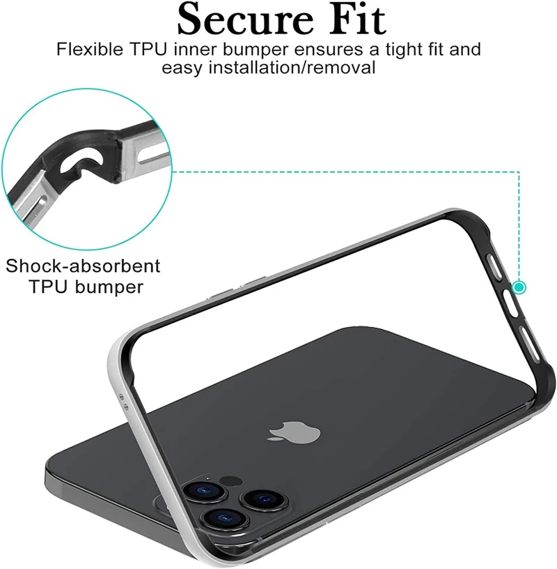 Aluminum Frame Metal Bumper Frame Slim Hard Case for IPhone 15 14 13 11 16 Pro Max 12 Mini Plus XS XR IPhone16 Soft Inner Cover